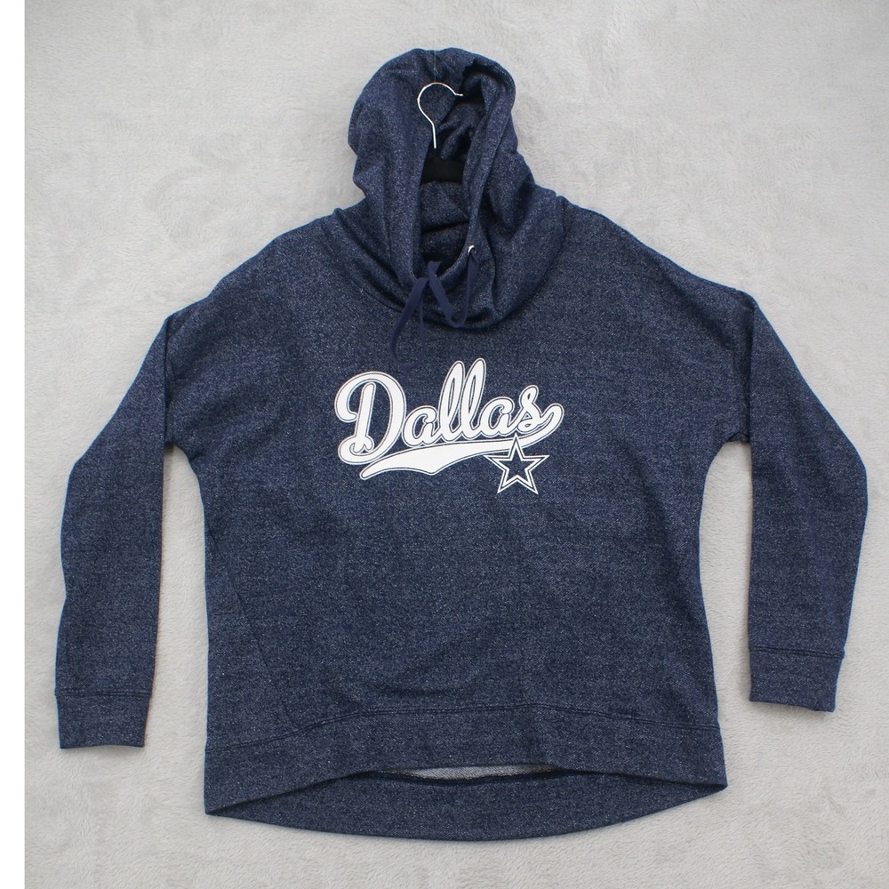 Dallas Cowboys Women’s L Navy Metallic Cowl Neck Hoodie